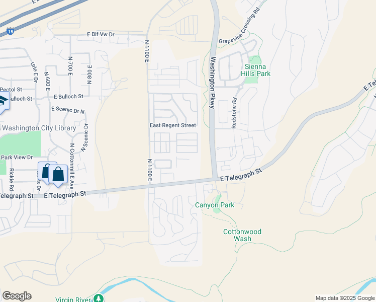 map of restaurants, bars, coffee shops, grocery stores, and more near 180 North 1100 East in Washington