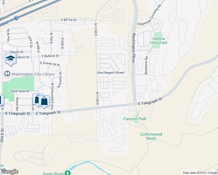 map of restaurants, bars, coffee shops, grocery stores, and more near 180 North 1100 East in Washington