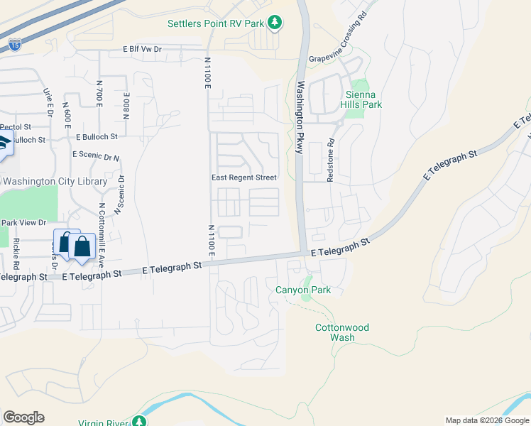 map of restaurants, bars, coffee shops, grocery stores, and more near 180 North 1100 East in Washington