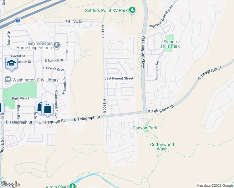 map of restaurants, bars, coffee shops, grocery stores, and more near Kings Highway Road in Washington