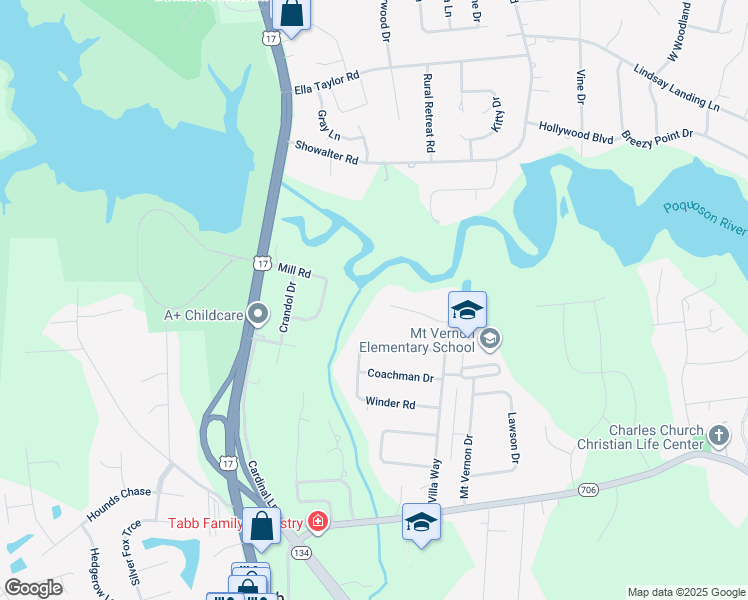 map of restaurants, bars, coffee shops, grocery stores, and more near 120 McDonald Circle in Yorktown
