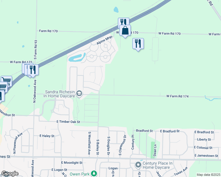 map of restaurants, bars, coffee shops, grocery stores, and more near 7425 West Farm Road 174 in Republic