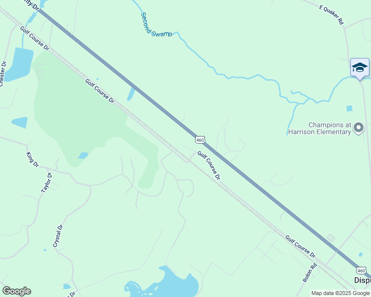 map of restaurants, bars, coffee shops, grocery stores, and more near 9108 Golf Course Drive in Disputanta