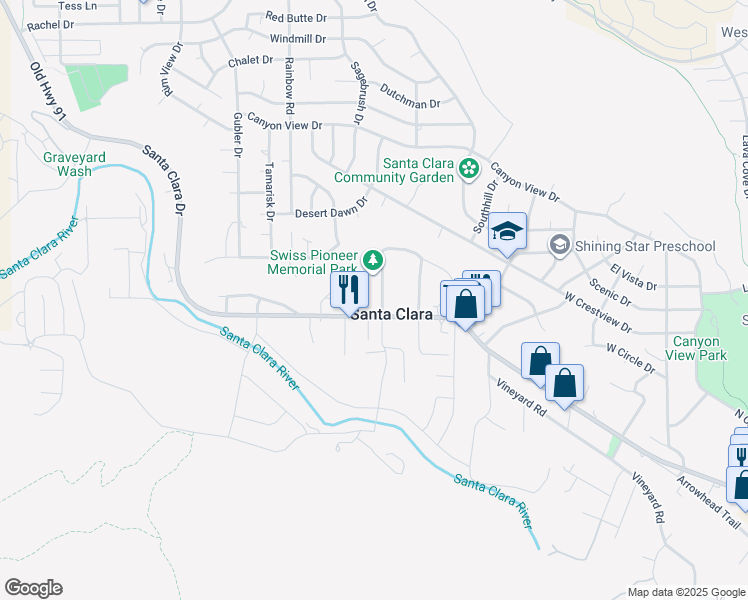 map of restaurants, bars, coffee shops, grocery stores, and more near 1475 North Chapel Street in Santa Clara