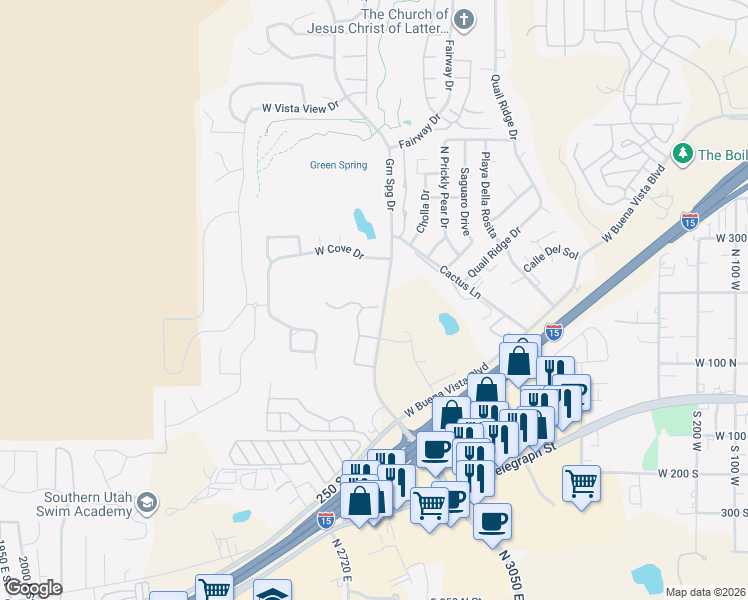 map of restaurants, bars, coffee shops, grocery stores, and more near 1028 West Shadow Ridge Drive in Washington
