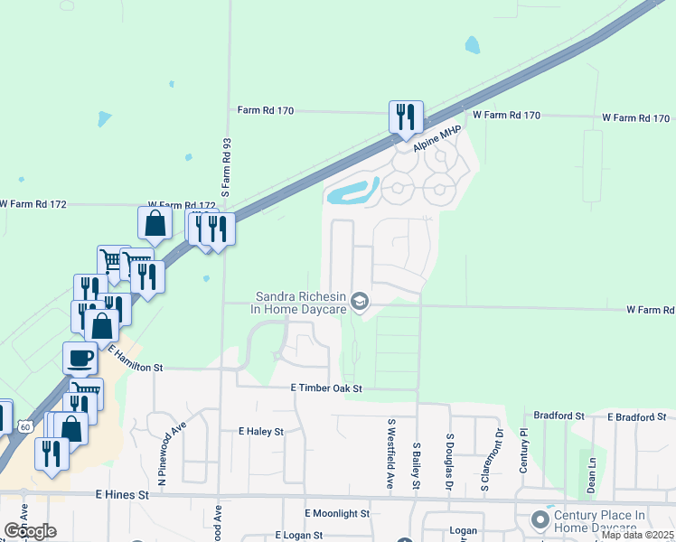 map of restaurants, bars, coffee shops, grocery stores, and more near 1164 North Westwood Avenue in Republic