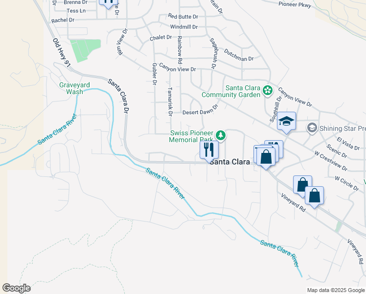 map of restaurants, bars, coffee shops, grocery stores, and more near 1647 Rim Circle in Santa Clara