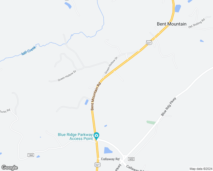 map of restaurants, bars, coffee shops, grocery stores, and more near 10680 Bent Mountain Road in Bent Mountain