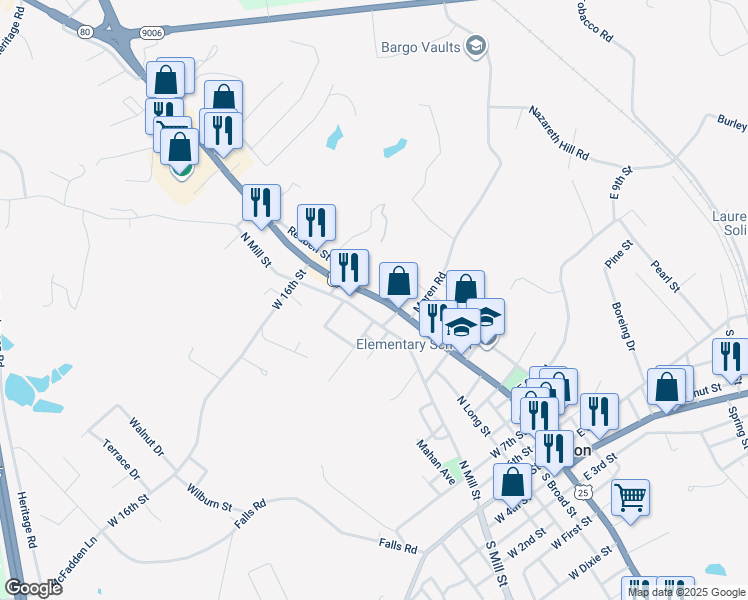 map of restaurants, bars, coffee shops, grocery stores, and more near 921 North Main Street in London