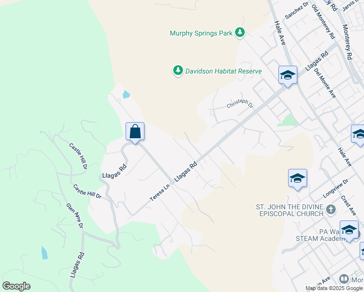 map of restaurants, bars, coffee shops, grocery stores, and more near 975 Llagas Road in Morgan Hill