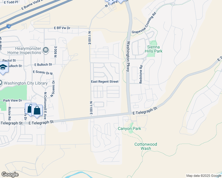 map of restaurants, bars, coffee shops, grocery stores, and more near 180 North 1100 East in Washington