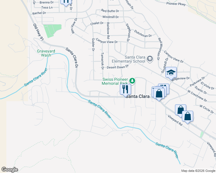 map of restaurants, bars, coffee shops, grocery stores, and more near 1647 Rim Circle in Santa Clara