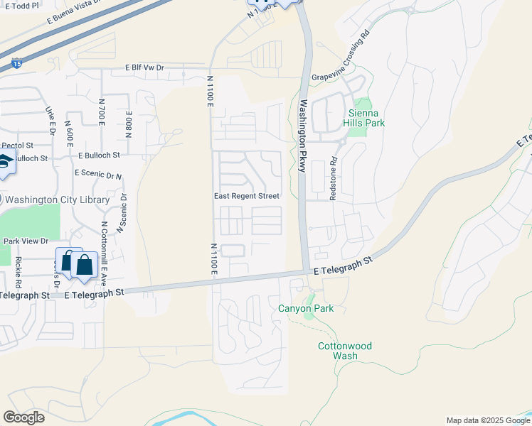 map of restaurants, bars, coffee shops, grocery stores, and more near 180 North 1100 East in Washington