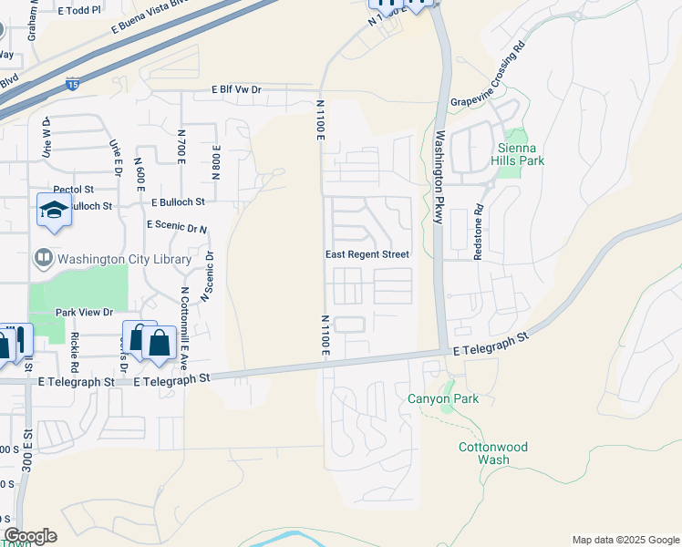 map of restaurants, bars, coffee shops, grocery stores, and more near 180 North 1100 East in Washington