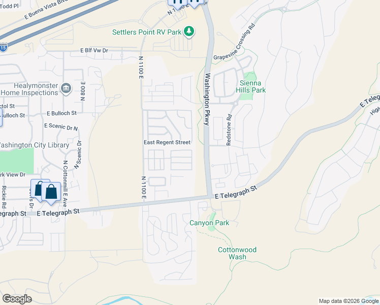 map of restaurants, bars, coffee shops, grocery stores, and more near 180 North 1100 East in Washington