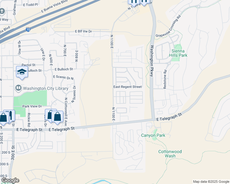 map of restaurants, bars, coffee shops, grocery stores, and more near 180 North 1100 East in Washington