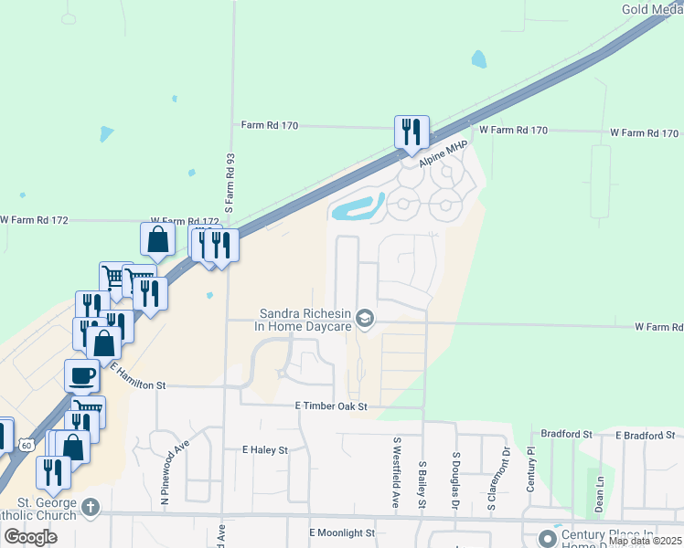 map of restaurants, bars, coffee shops, grocery stores, and more near 1190 North Westwood Avenue in Republic
