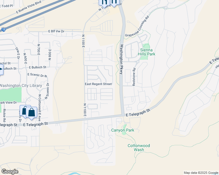 map of restaurants, bars, coffee shops, grocery stores, and more near 180 North 1100 East in Washington