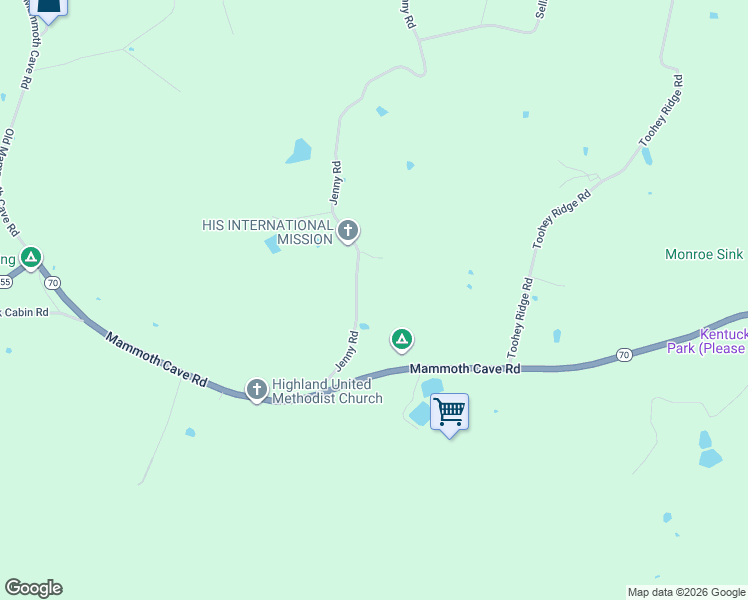 map of restaurants, bars, coffee shops, grocery stores, and more near 1-367 Jenny Road in Cave City