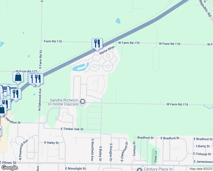 map of restaurants, bars, coffee shops, grocery stores, and more near 1230 North Cardinal Avenue in Republic