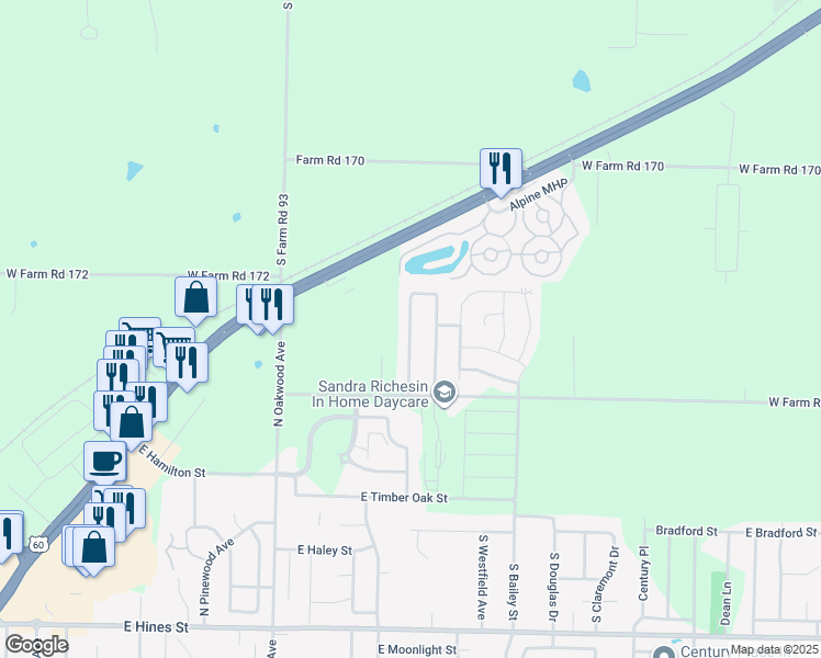 map of restaurants, bars, coffee shops, grocery stores, and more near 1252 North Westwood Avenue in Republic