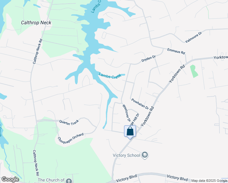 map of restaurants, bars, coffee shops, grocery stores, and more near 4 North Westover Drive in Poquoson