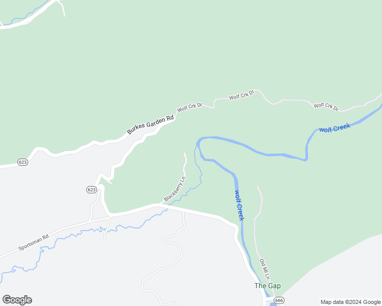 map of restaurants, bars, coffee shops, grocery stores, and more near Burkes Garden Road in Tazewell