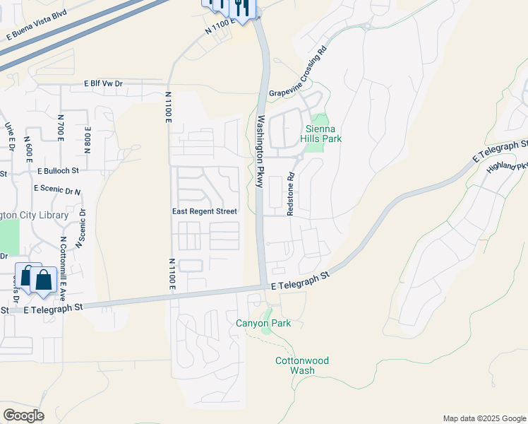 map of restaurants, bars, coffee shops, grocery stores, and more near Washington Parkway in Washington