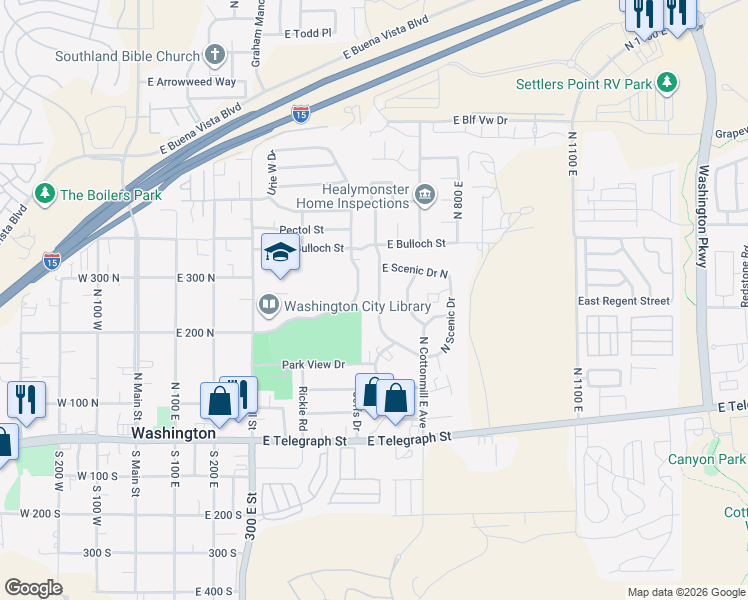 map of restaurants, bars, coffee shops, grocery stores, and more near 240 North Scenic Drive West in Washington