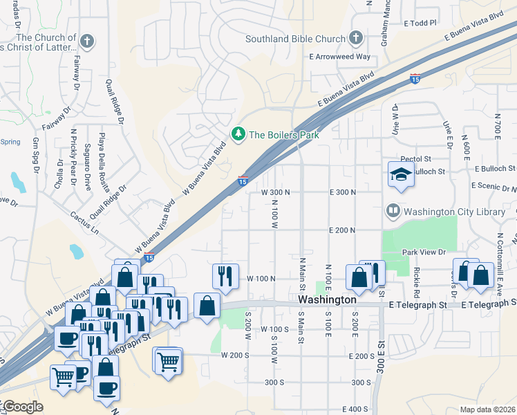 map of restaurants, bars, coffee shops, grocery stores, and more near 170 West Warm Springs Circle in Washington