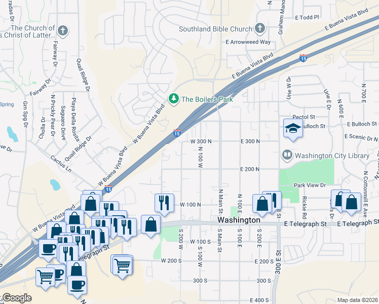 map of restaurants, bars, coffee shops, grocery stores, and more near 170 West Warm Springs Circle in Washington