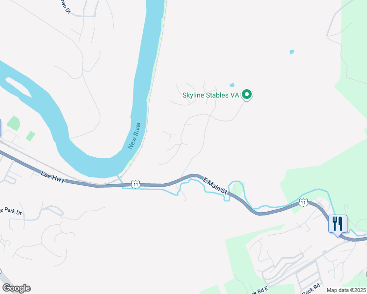 map of restaurants, bars, coffee shops, grocery stores, and more near 401 Vista Ridge in Radford