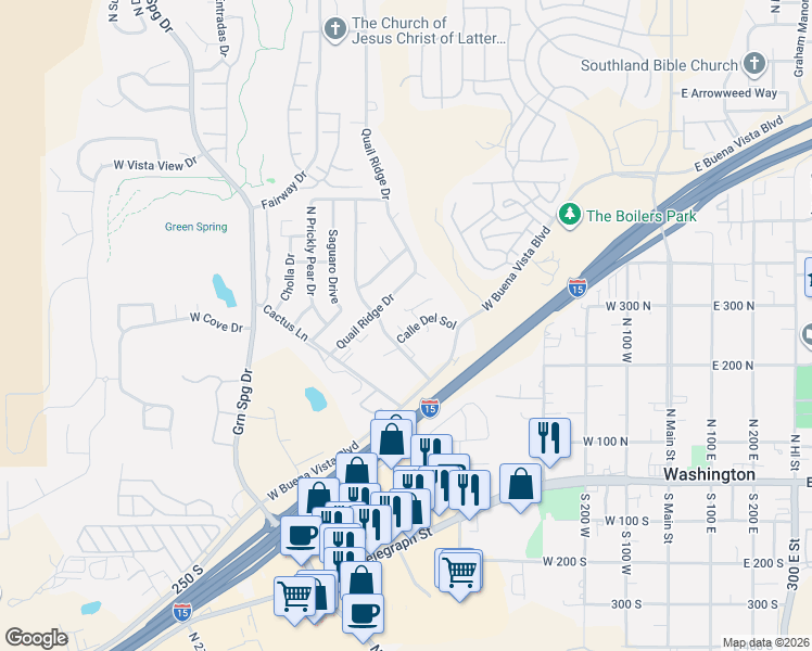 map of restaurants, bars, coffee shops, grocery stores, and more near 673 West Evans Ridge Circle in Washington