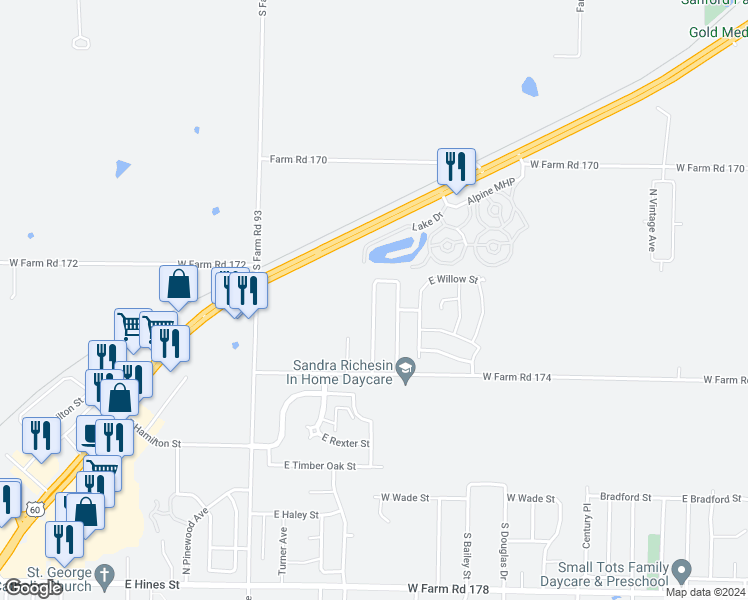 map of restaurants, bars, coffee shops, grocery stores, and more near 1216 North Westwood Avenue in Republic