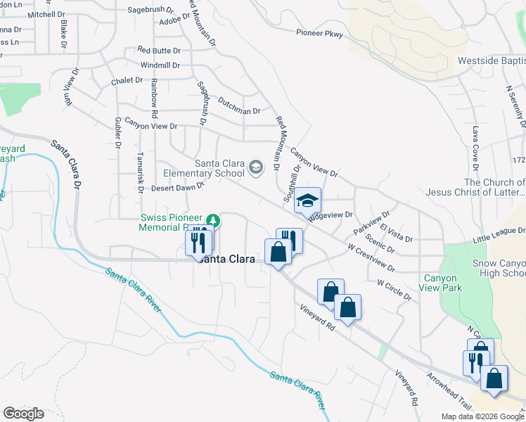 map of restaurants, bars, coffee shops, grocery stores, and more near 2921 Crestview Drive in Santa Clara