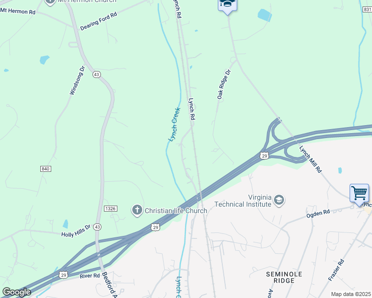 map of restaurants, bars, coffee shops, grocery stores, and more near 800 Lynch Road in Altavista