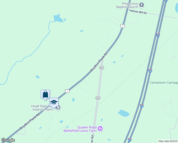 map of restaurants, bars, coffee shops, grocery stores, and more near 9918 Boydton Plank Road in Dinwiddie