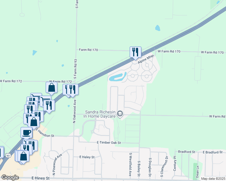 map of restaurants, bars, coffee shops, grocery stores, and more near 1252 North Westwood Avenue in Republic