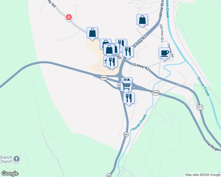 map of restaurants, bars, coffee shops, grocery stores, and more near Daniel Boone Parkway in Manchester