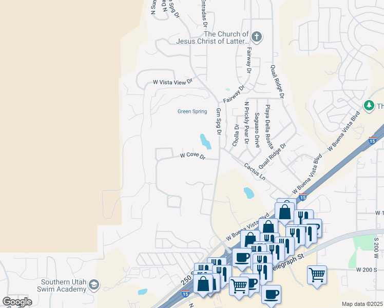 map of restaurants, bars, coffee shops, grocery stores, and more near 1105 West Cove Drive in Washington
