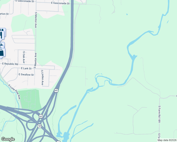 map of restaurants, bars, coffee shops, grocery stores, and more near 4226 East Cliff Lane in Springfield