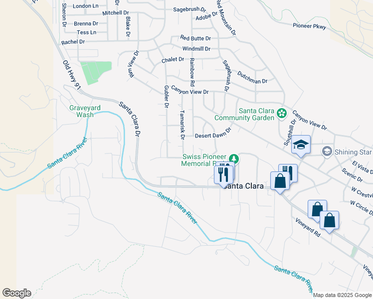 map of restaurants, bars, coffee shops, grocery stores, and more near 1679 Fernelius Circle in Santa Clara