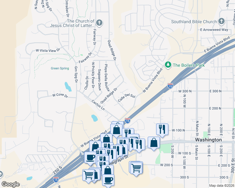 map of restaurants, bars, coffee shops, grocery stores, and more near 673 West Evans Ridge Circle in Washington