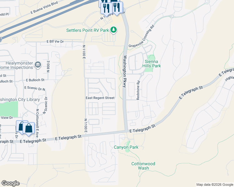 map of restaurants, bars, coffee shops, grocery stores, and more near 278 North Windsor Drive in Washington