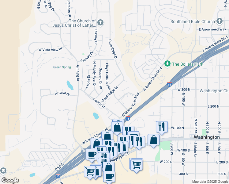 map of restaurants, bars, coffee shops, grocery stores, and more near 260 Quail Ridge Drive in Washington