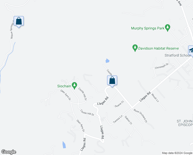 map of restaurants, bars, coffee shops, grocery stores, and more near 18530 Castle Ridge Drive in Morgan Hill