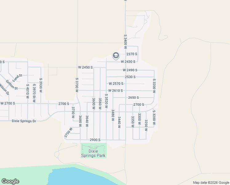 map of restaurants, bars, coffee shops, grocery stores, and more near 3469 West 2610 South in Hurricane