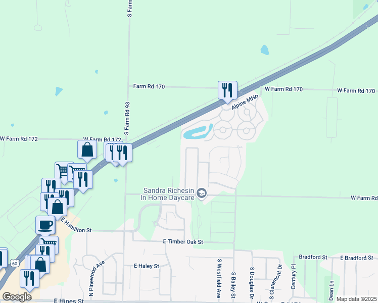 map of restaurants, bars, coffee shops, grocery stores, and more near 1260 North Westwood Avenue in Republic
