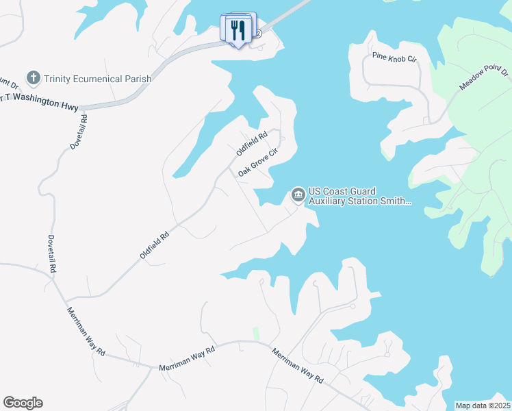 map of restaurants, bars, coffee shops, grocery stores, and more near 131 Oak Grove Drive in Moneta