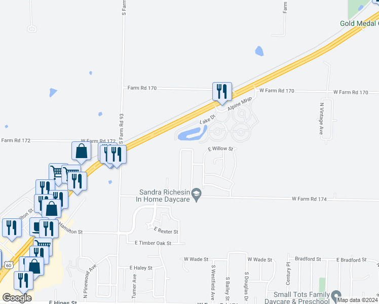map of restaurants, bars, coffee shops, grocery stores, and more near 1259 North Northwood Avenue in Republic